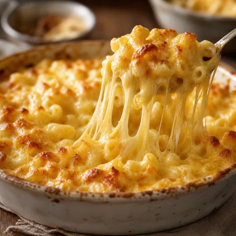 Creamy baked macaroni and cheese saved in Hireci